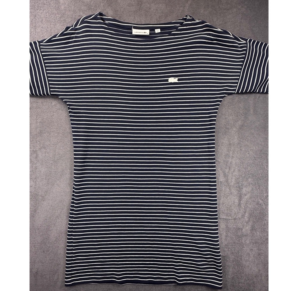 Lacoste dress navy blue white stripe long sleeve EU 34 US 2 XS boatneck - Picture 4 of 14